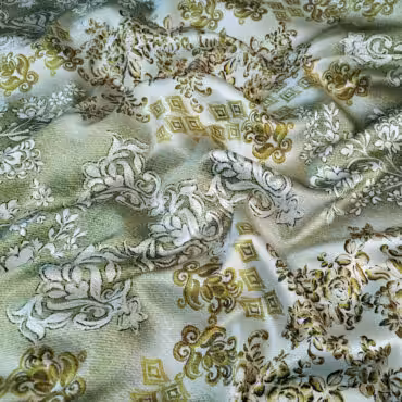 jedwab stonowany zielony wzór kwiaty satyna elastyczna