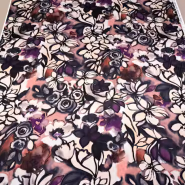 mięsisty jedwab satynowy z elastanem wzór kwiaty pełna szerokość tkaniny