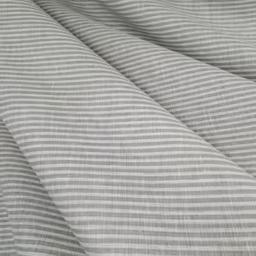 czysty len w paski biało szare naturalny