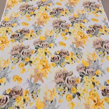 odzieżowy len z elastanem i wiskozą wzór kwiaty malarskie