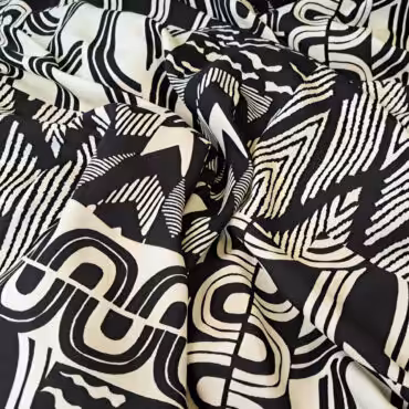 wiskoza we wzory geometryczne czarno-kremowa