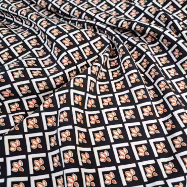 wiskoza w drobne wzorki na czerni przewiewna matowa