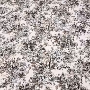 wiskoza jedwabista premium wzór kwiaty monochromatyczne na białym tle