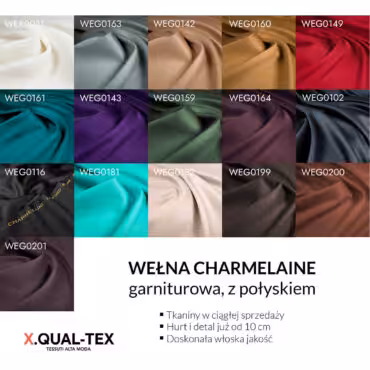 wełna z połyskiem charmelaine dużo kolorów tkaniny włoskie sklep