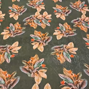 zielony szyfon jedwabny we wzory kwiaty w bukietach