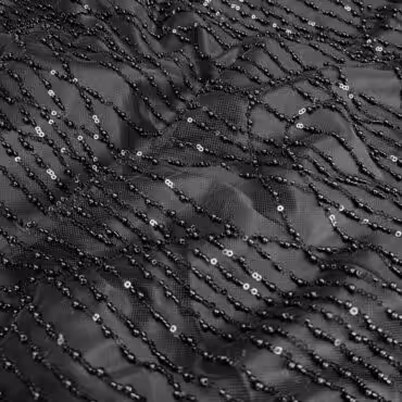 tiul z koralikami i cekinami czarny elastyczny