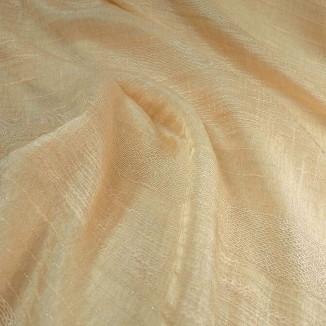 strukturalna organza żakardowa maślany żółty ze srebrną nitką