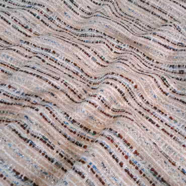 naturalna chanelka z bawełny wiskozy i lureksu bezowa z burgundem i niebieskim