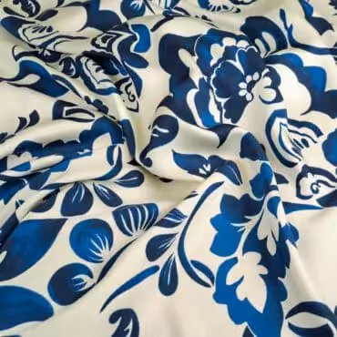 wiskoza we wzory niebieski atramentowy na wanilii