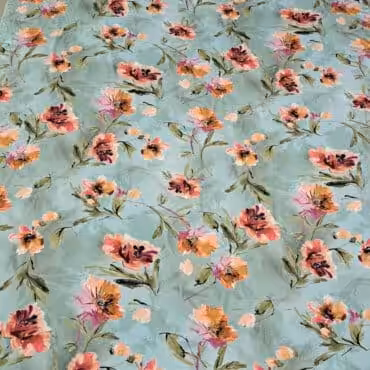 włoska tkanina wiskoza jak jedwab szałwiowa wzór kwiaty pełna szerokość materiału