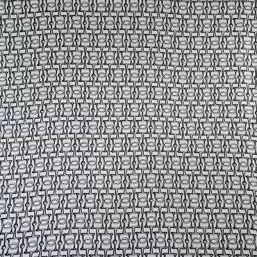 markowa wiskoza tkanina premium motyw konie wzór wędzidła szare na bieli off white