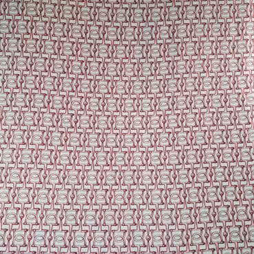 markowa wiskoza w stylu hermes wzór wędzidła różowe na bieli off white motyw konie