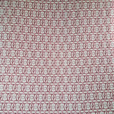 markowa wiskoza w stylu hermes wzór wędzidła różowe na bieli off white motyw konie