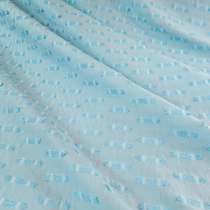bawełna błękitna cienka żakardowa wzory 3d
