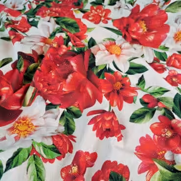 bureta jedwabna naturalna premium wzór czerwone kwiaty