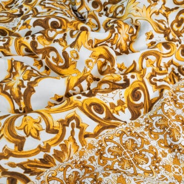 krepo-żorżeta wiskozowa wzór ornamenty z borderem