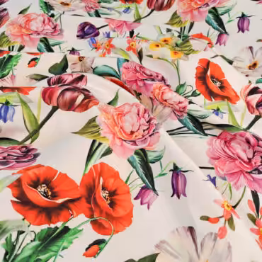 len naturalny grubszy wzór kwiaty kolorowe na jasnym tle