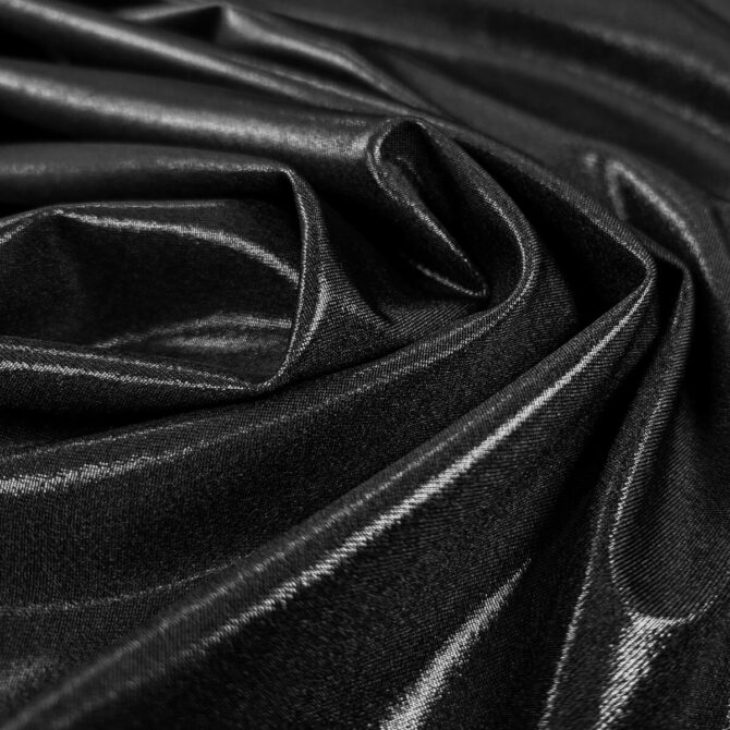materiał błyszczący dzianina metaliczna czarna rozciągliwa