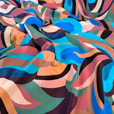 jedwab kolorowy wzór abstrakcyjny cienka krepa