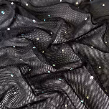 tiul z cyrkoniami elastyczny miękki czarny