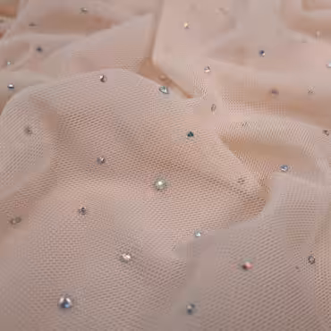 tiul z cyrkoniami elastyczny miękki cielisty