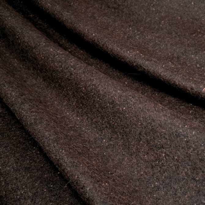 naturalny tweed z wełny wielbłądziej z alpaką czekoladowy brąz
