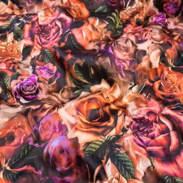 jedwab wzór kwiaty gęste kryjący satyna z elastanem