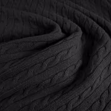 dzianina swetrowa warkocz wełna z domieszką czarna