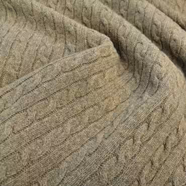 dzianina swetrowa warkocz wełna z domieszką oliwkowa