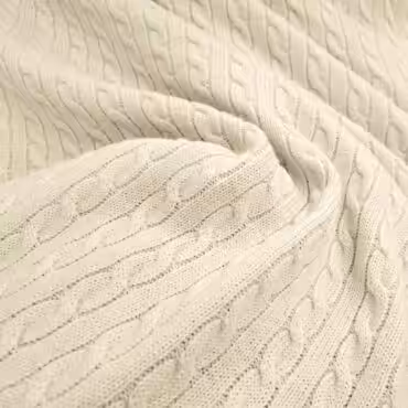 dzianina swetrowa warkocz wełna naturalna kremowa