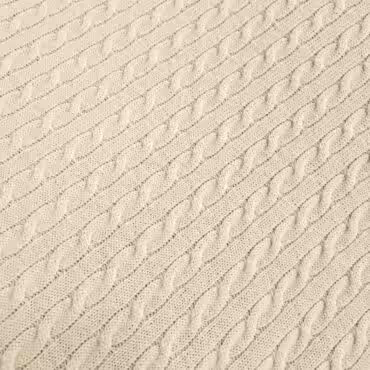 kremowa dzianina swetrowa w warkocze wełna 100% naturalna