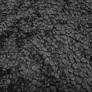 koronka gipiura tiul haftowany spirale czarny