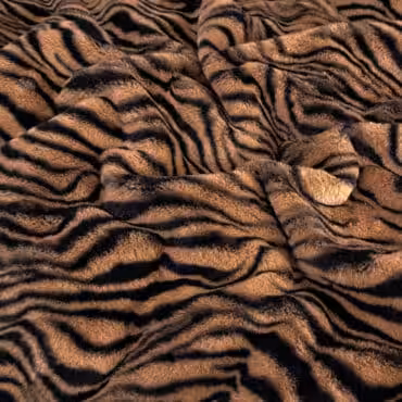 futro sztuczne tygrys krótki włos jasny brąz z czernią