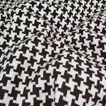 czarno-biała tkanina w pepitkę bawełna z poliestrem