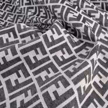 naturalny żakard sygnowany z logotypem szary