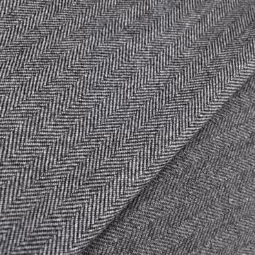 szara wełna z kaszmirem wzór jodełka ekskluzywne materiały odzieżowe