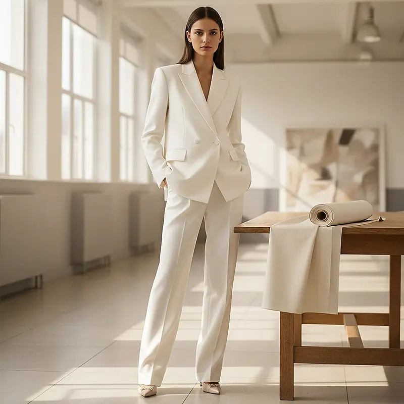 biały garnitur damski stylizacja inspiracja baner sklep