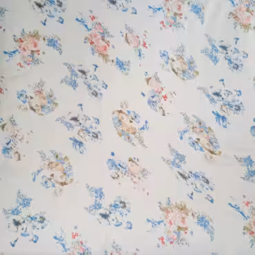 przezierny jedwab szyfon mgiełka kwiaty vintage na bieli