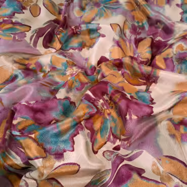 jedwab szyfon połyskliwy wzór rozmyte kwiaty