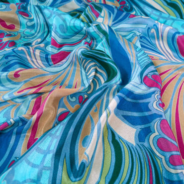 jedwab szyfon połyskliwy wzór roślinna fantazja