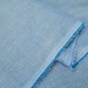 włoski len z domieszką wiskozy, poliestru i elastanu zgaszony błękit